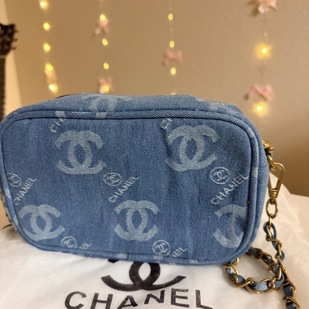 Chanel Blue Denim CC Logo Camera Bag